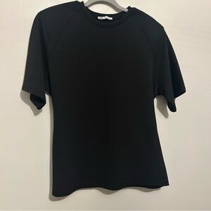 Zara Black Short Sleeve Scuba Tunic Top Sz M Medium